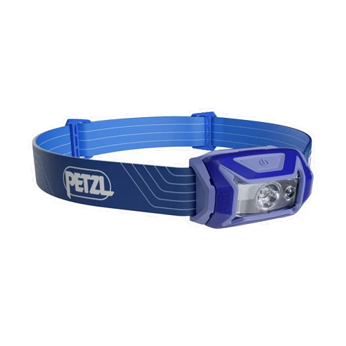PETZL TIKKA Headlamp - Compact 350 Lumen Light with Red Lighting, for Hiking, Climbing, Running, and Camping - Blue