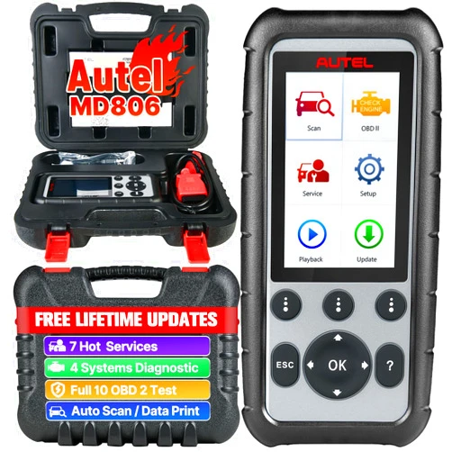 Autel MaxiDiag MD806 OBD2 Scanner, ABS SRS Engine Transmission 4 Systems Diagnostic Scan Tool, 7 Hot Service as MD808 Pro, Oil Reset D-P.F, EPB SAS BMS Throttle A/F, Up of MD805 MD802, Free Update
