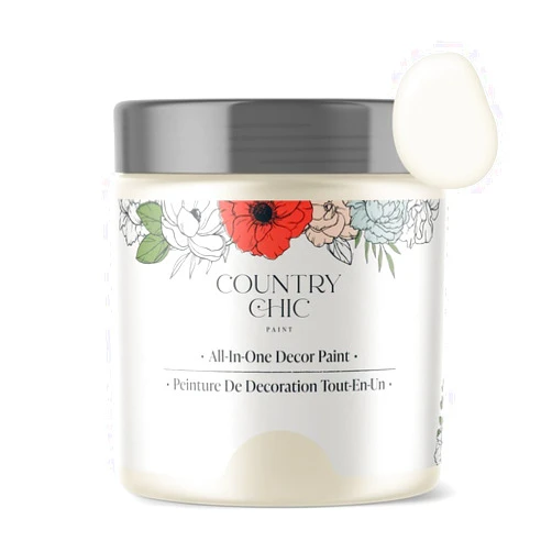 Country Chic Paint Country Chic All-in-One Chalk Paint for Furniture, Cabinets, Home Decor, Eco-Friendly, Matte Finish, Built-In Primer & Top Coat for Wood, Metal - Vanilla Frosting (Off White) - 8 oz (237 ml)