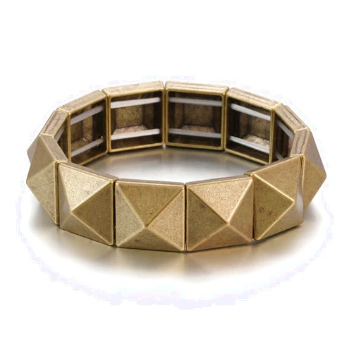 Xanight Gothic Square Pyramid Rivets Spike Elastic Bangle Bracelets,Hip Hop Party Rock Boho Women Wristband,Fashion Stretch Punk Jewelry Neon Colors Optional