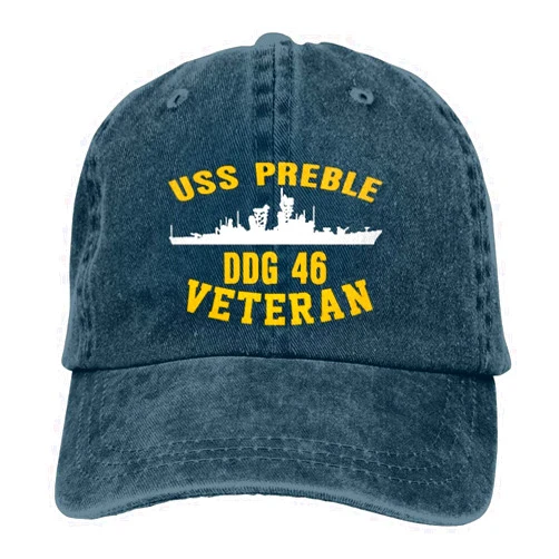 Gwager USS Preble DDG 46 Unisex Sandwich Cap Denim Hats Baseball Cap
