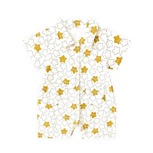 PLOVZ Baby Boys Dress Shirt Romper Infant Toddler Button Down Short Sleeve Jupsuits Kids Summer Clothes