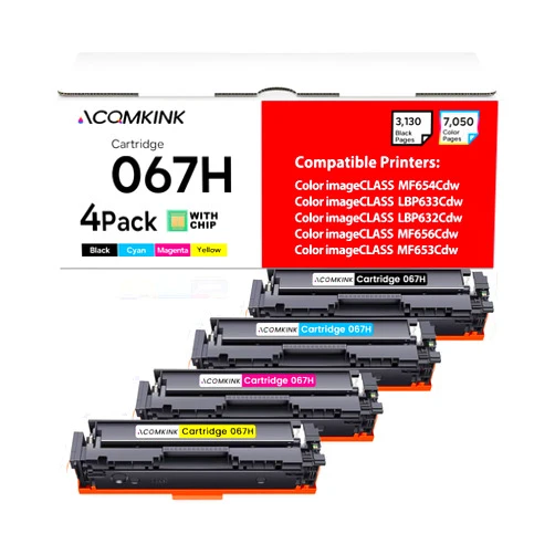 ACQMKINK Cartridge 067H CRG067H Toner Cartridge Set 4 Pack Replacement for Canon 067H Color imageCLASS MF656Cdw LBP633Cdw LBP632Cdw MF653Cdw MF654Cdw Printer Ink (1BK /1C/1M/1Y)