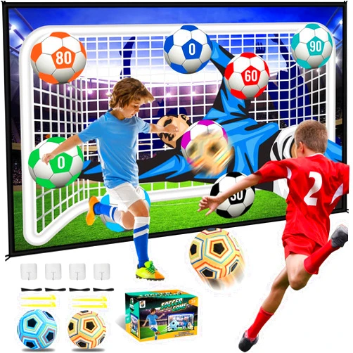 Nazano Soccer Ball Game Set for Kids, Indoor Outdoor Backyard Toss Soccer Goal Game with 2 Balls, 1 Flannel Target, Soccer Toys for 4 5 6 7 8 Years Old Kids Birthday