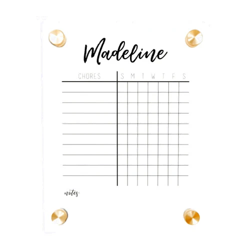 Circle and Square Decor Circle & Square Decor Clear Acrylic Chore Chart Board for Kids,Teens & Adults - Personalized and Easy Dry Erase with Marker (8