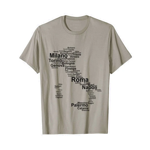 CQ Italy Design Italy Map Silhouette Towns Cities Rome Milan Travel Europe T-Shirt