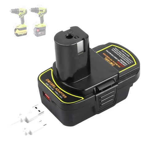 ZLWAWAOL DM18RL Battery Adapter with USB & Type-C Socket for Dewalt to Ryobi Battery, for Dewalt 20V & Milwaukee M18 Battery Convert to Ryobi 18V Battery,for Ryobi 18V Cordless Tools(Converter only)
