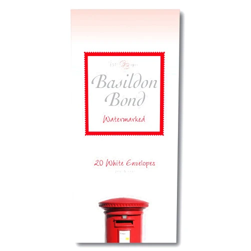 Basildon Bond Luxury Peel and Seal Envelopes 20 Pack for P4TO Writing Pad - White, Size 89 x 187mm