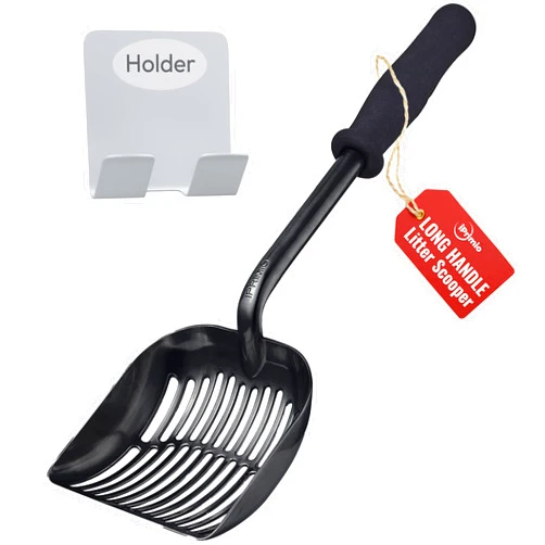 iPrimio Monster Cat Litter Scooper with 17 Inch Long Handle and Soft Grip - Sturdy Extra Large Deep Shovel Scoop - Cat Litter Scoop Great for Sore Hands - Kitty Litter Box Accessory