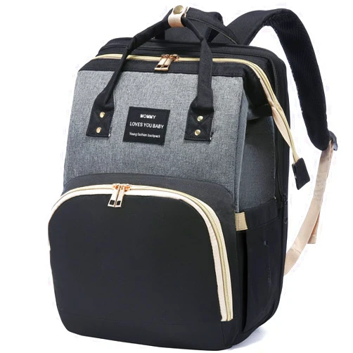 REPIG Diaper Bag Backpack with Changing Station, Large Baby Diaper Bag, Multifunctional Travel Diaper Waterproof Backpack for Baby Boy & Girls, with Portable Diaper Pad, Black Grey