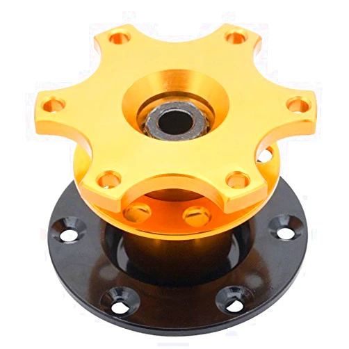 MASO Car Steering Wheel Hub - MASO Universal 6-Holes Quick Released Snap Off Steering Wheel Boss Hub Adapter Race/Rally/Motorsport(Gold)