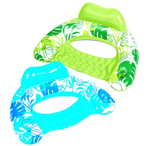 SLOOSH Inflatable Pool Floats Adult,2 Pack Pool Chairs with Cup Holders,Blow up Floats Chair,Hammock Noodle Mat Leaves Design for Relaxing Summer Water Fun Swimming Party Beach