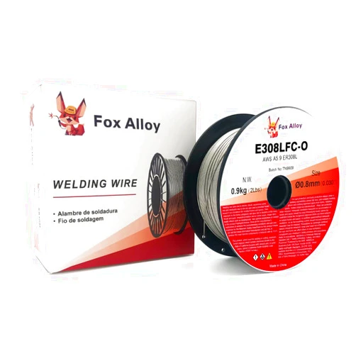 Fox Alloy Stainless Steel Flux Cored Wire E308LFC-O .030-Diameter 2Lb Gasless Flux Cored Welding Wire, 2 Pound Spool Silver, Package of 1