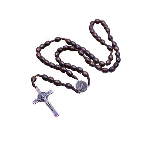 ADXINYATEX Rosary Black Beads Necklace Saint Benedict Catholic Rosary BeadsMetal Crucifix Cross Christian Gifts with Gift Velvet Bag