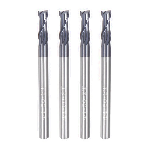 uxcell 4pcs 4mm Dia 4mm Shank Square Nose End Mill 2 Flutes HRC45 Carbide AlTiN Coated CNC Router Bits Cutter Tools for End Milling CNC Machining
