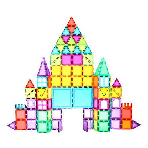 Bmag Magnetic Tiles, 120 PCS Magnetic Building Blocks, 3D Magnet Tiles for Kids Boys Girls, STEM Construction Building Set, Stacking Toys with 2 Car