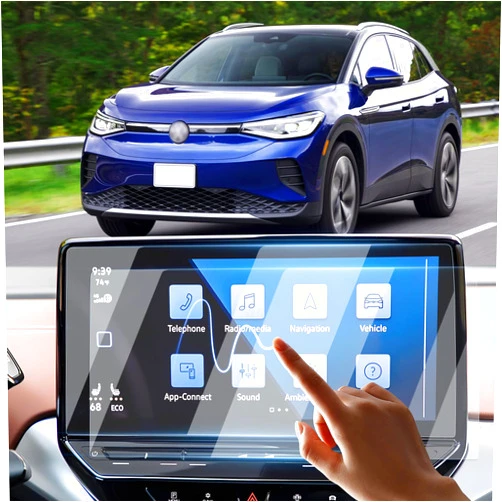 Sunsdrew 2PCS VW ID4 Screen Protector for 2021-2023 2024 Volkswagen ID.4 Pro S Accessories,12-inch Touch Screen Radio Display Protector 9H Tempered Glass Protective Film Anti-Glare