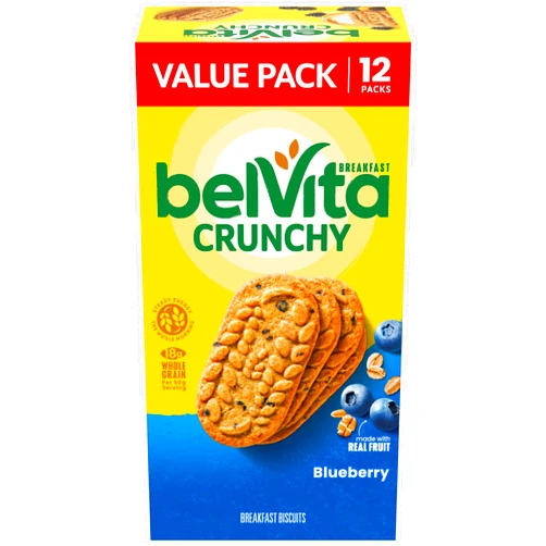 belVita Blueberry Breakfast Biscuits, Value Pack, 12 Packs (4 Biscuits Per Pack)