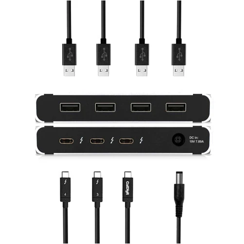CalDigit Thunderbolt 4 Element Hub - 4X USB4 Ports, USB 3.2 Gen2 10Gb/s, Single 8K or Dual 4K Displays, 60W Charging, 0.8m Cable