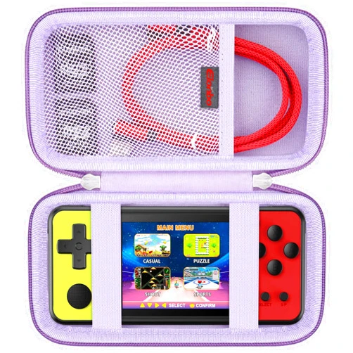 Elonbo Carrying Case for KAVOYI/ TEBIYOU/ Beico 32 Bit Handheld Games, Portable Arcade Gaming Player Travel Storage Cover, Electronic Video Games Toy Organizer Holder Bag, Purple