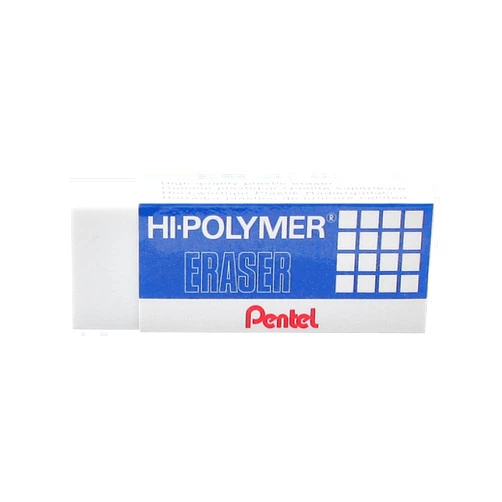 Pentel Super Hi-Polymer Eraser, Large, Nonabrasive, White (PENZEH10)