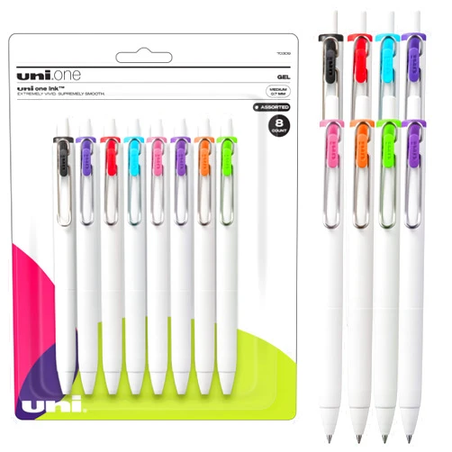 Uniball Gel Pen 8 Pack, 0.7mm Medium Point, Assorted Colors - Smooth Writing Office Supplies from Uniball