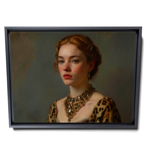 StoreUSA99 Renaissance Animal Painting, Altered Art Leopard print, Victorian Animal Portrait Wall Art, Renaissance Animal Wall Art, Animal Wall Hanging, Wall Art Framed, Canvas Print