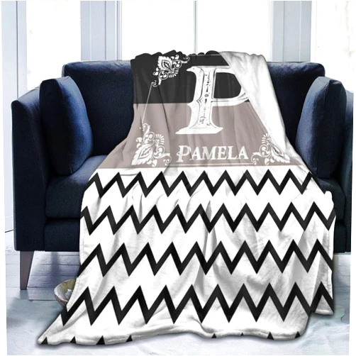 HYHSJY Custom Blanket with Name for Couple - Personalized Monogram Initial Letter Blankets Customized Throw Blanket for Adult - Fuzzy & Fleece Plushing Blanket