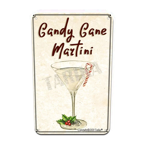 Tarika Candy Cane Martini Cocktail Ingredients Iron Poster Painting Tin Sign Vintage Wall Decor for Cafe Bar Pub Home Beer Decoration Crafts