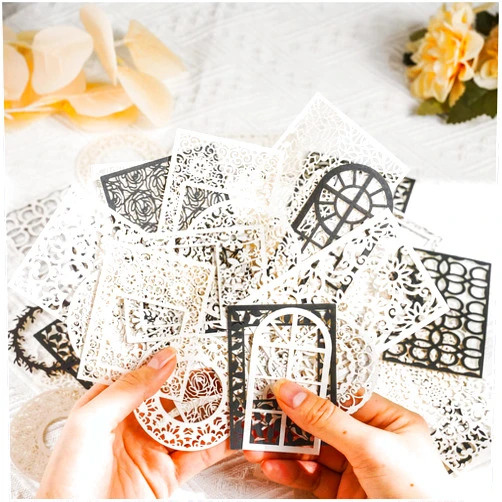 Diuhofart Scrapbook Cutouts Paper Lace for Scrapbooking Supplies Frames, 80 Pcs Vintage Scrapbook Paper Window Cutout for Junk Journaling, Card Making,DIY Craft Album Planners Embellishments