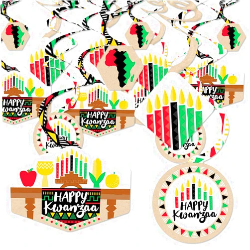 Big Dot of Happiness Happy Kwanzaa - African Heritage Holiday Party Decor - Party Decoration Swirls - Set of 40