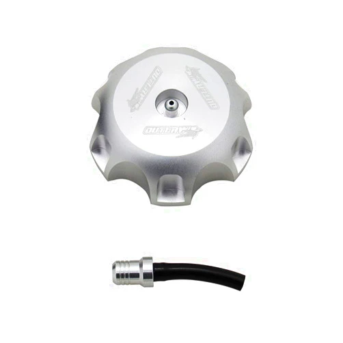 Outlaw Racing Products Outlaw Racing 12044 Billet Anodized Gas Fuel Tank Cap With Vent Hose Silver Cr125/250R