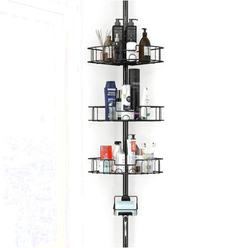 YeYeBest Shower Organizer Caddy, Home Decor Organization And Storage 39-125 Inch for Bathroom Corner Shelves Rack Countertop Adjustable with Tension Pole