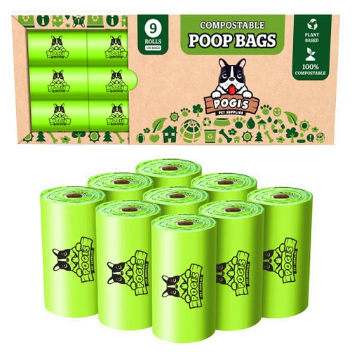 Pogi's Pet Supplies Pogi's Compostable Dog Poop Bags - 9 Rolls (135 Doggie Poop Bags) - Leak-Proof Dog Waste Bags, Plant-based ASTM D6400, EN 13432 Certified Extra Large Poop Bags for Dogs