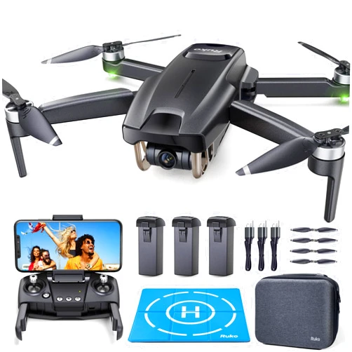 Ruko GPS Drone with Camera 4K for adults, 90 Min Long Flight, Auto-return 245g Foldable Quadcopter for Beginners, Follow Me, Circle Fly, Waypoints, Brushless Motor, 5Ghz WiFi Video Transmisson