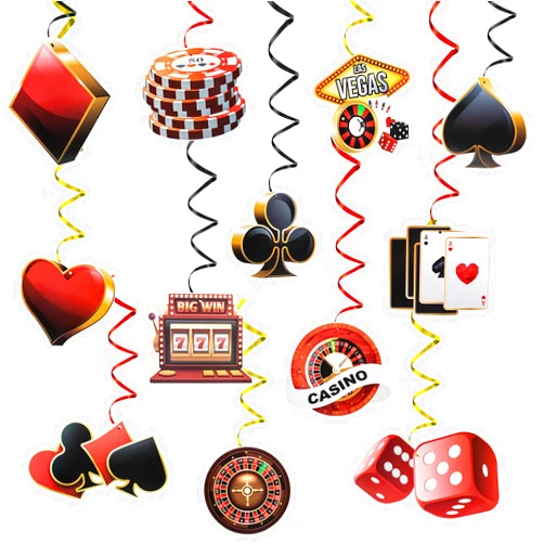 Osonm 24PCS Casino Theme Hanging Swirls Decorations, Las Vegas Poker Party Supplies Ceiling Hanging Swirls for Casino Poker Games Night Birthday Party Decorations