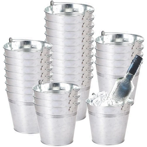 Didaey 24 Pack Galvanized Metal Buckets Bulk 6 Inch Small Ice Buckets Iron Candy Pail with Handle for Garden Planters Vase Table Centerpieces Crafts Wedding Party Favors Accessories Decorations