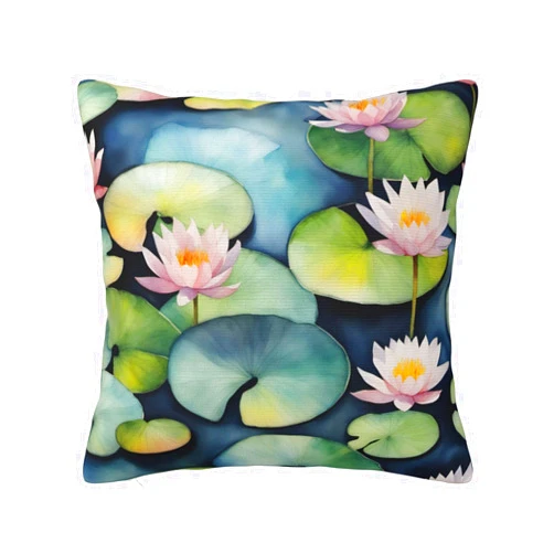 QIN&ZHENG Black Lily Pads Print Square Cushion Cover 22