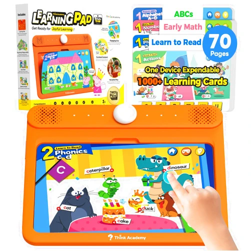 Think Academy Kids Learning Pad - 70 Themes Expendable Educational Tablet to Learn Alphabet, Sight Words, Numbers, Music, Autism Sensory Games- Gifts Toys for Ages 3 4 5 Year Old Boys Girls
