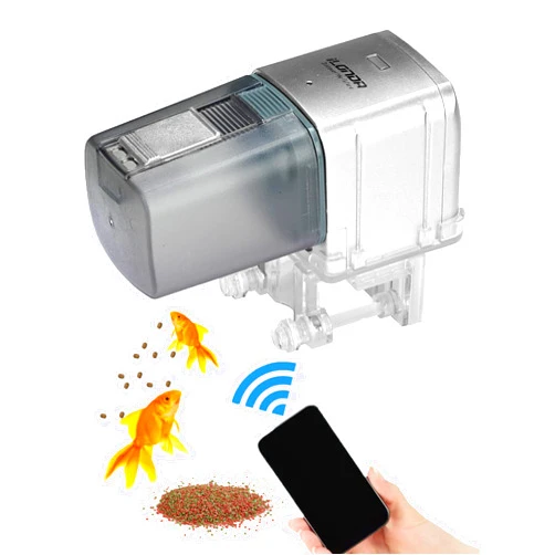 Lychee [Upgrade] WiFi Control Automatic Fish Feeder with APP Lychee Aquarium Automatic Fish Feeder, WiFi Control Auto Fish Food Dispenser for Home Office (Silver)