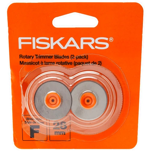 Fiskars 28mm Replacement Rotary Cutter Blades (2-Pack) - Style F - Compatible with Fiskars 28mm Rotary Paper Cutters