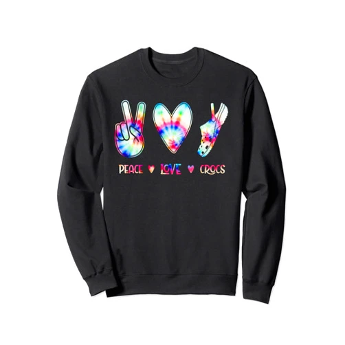 Peace Love Crocs Funny Christmas Gift Idea Peace Love Crocs Funny Gift for Family Xmas Pyjama Sweatshirt