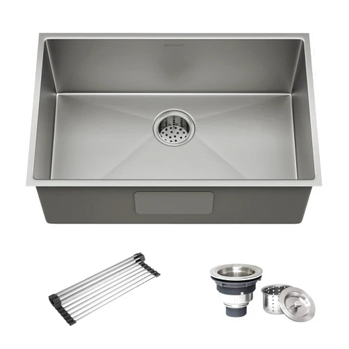 Gaomasck Kitchen Sink,30 Inch Undermount Sink kitchen,Single Bowl Kitchen Sink,Nano 16 Gauge Stainless Steel Sink,Standard High-end Handmade For Kitchen Sink,30x19x8