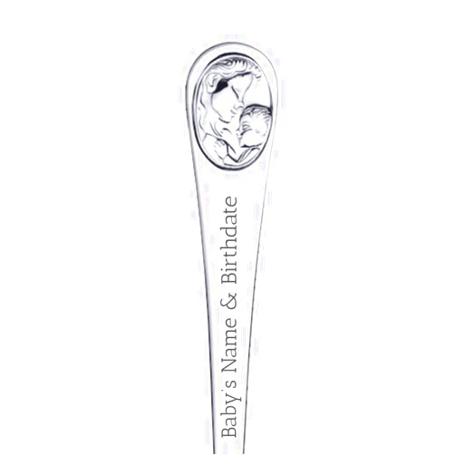 Generic Personalized Baby Feeding Spoon | Custom Engraving Name & Birthdate | Keepsake Gift (Stainless Mother & Baby)