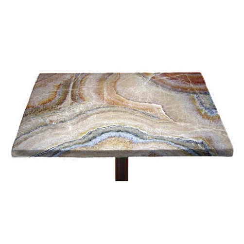 Lyzelre Marble Elastic Edged Polyester Fitted Table Cover, Surreal Onyx Stone Surface Pattern with Nature Details Artistic Picture Fitted Square Table Cloths, Fit 24