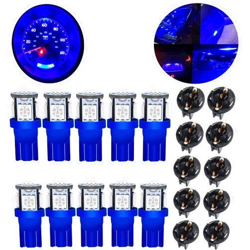 MONNSS 194 LED Bulb,168 T10 2825 W5W LED Bulbs for Car Interior Lights Dashboard Gauge Light License Plate Lights Dome Map Side Maker Lights Blue Twist Lock Socket 10 Pack
