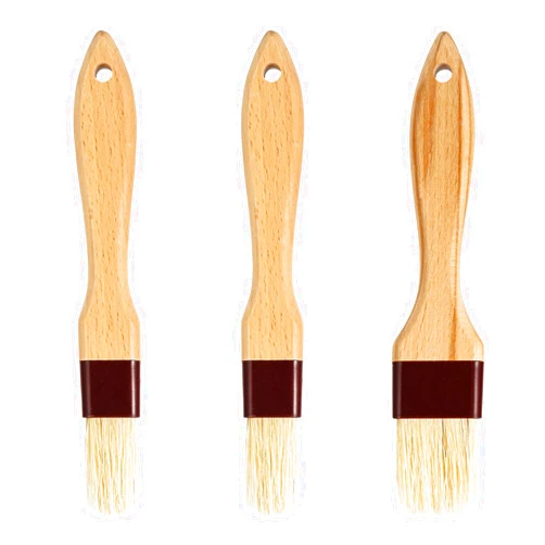 NQEUEPN 3pcs Pastry Basting Brushes, Oil Brush for Cooking Boar Bristle Brushes BBQ Brushes for Sauce Kitchen Brush Pastry Brush for Oil Egg Spread Marinade Sauce for Baking