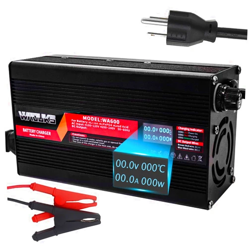 WAOUKS 58.4V 10A Charger 58.4V LiFePO4 Battery Smart Charger Used for 16S 48V 51.2V LiFePO4 Battery High Power with OLED Display