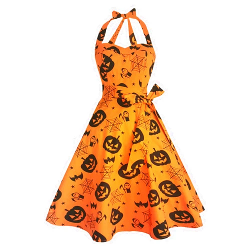 Topdress Women'sVintage Polka Audrey Dress 1950s Halter Retro Cocktail Dress