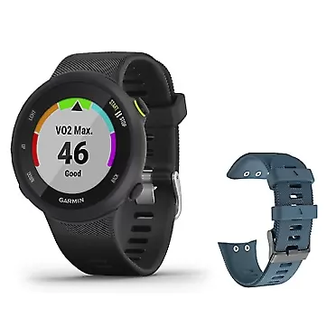 Garmin Newest Garmin Forerunner 45 GPS Smartwatch 42mm, Lightweight, Waterproof, Wellness & Sport Tracking, 24/7 Heart Rate Monitoring, Bluetooth, Garmin Coach 2. (Black | Deep Green Band)
